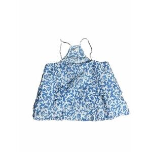 Club Monaco Flowy TankTop Light blue with white flowers Cotton Tank Women Sz M